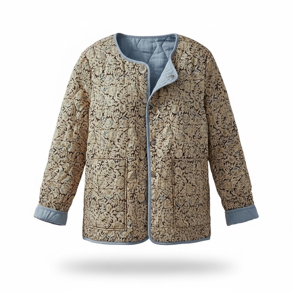 CARBON2COBALT Reversible Quilted Jacket Floral Cottagecore | 📐XL Retail $159